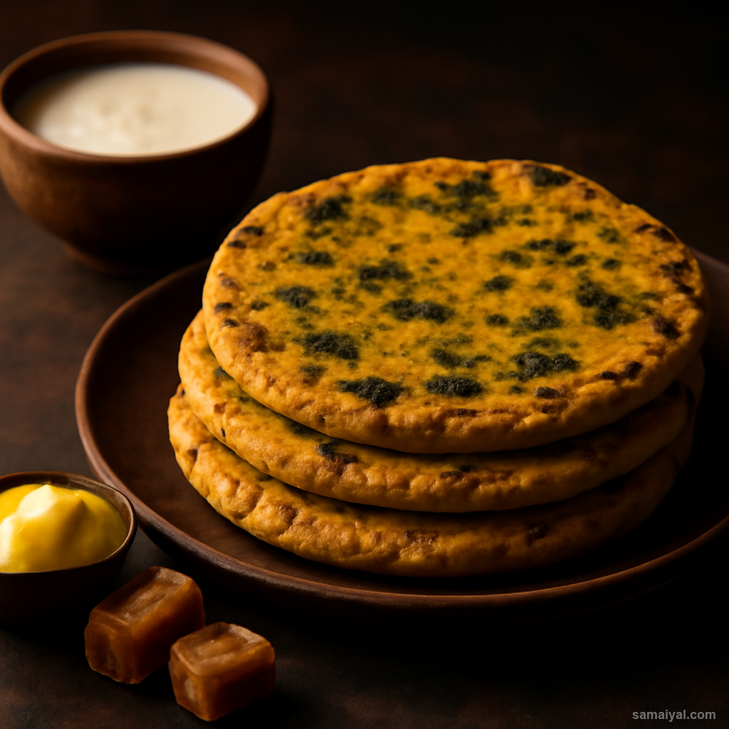 Haryanvi Methi Makai Roti Fenugreek Corn Flatbread