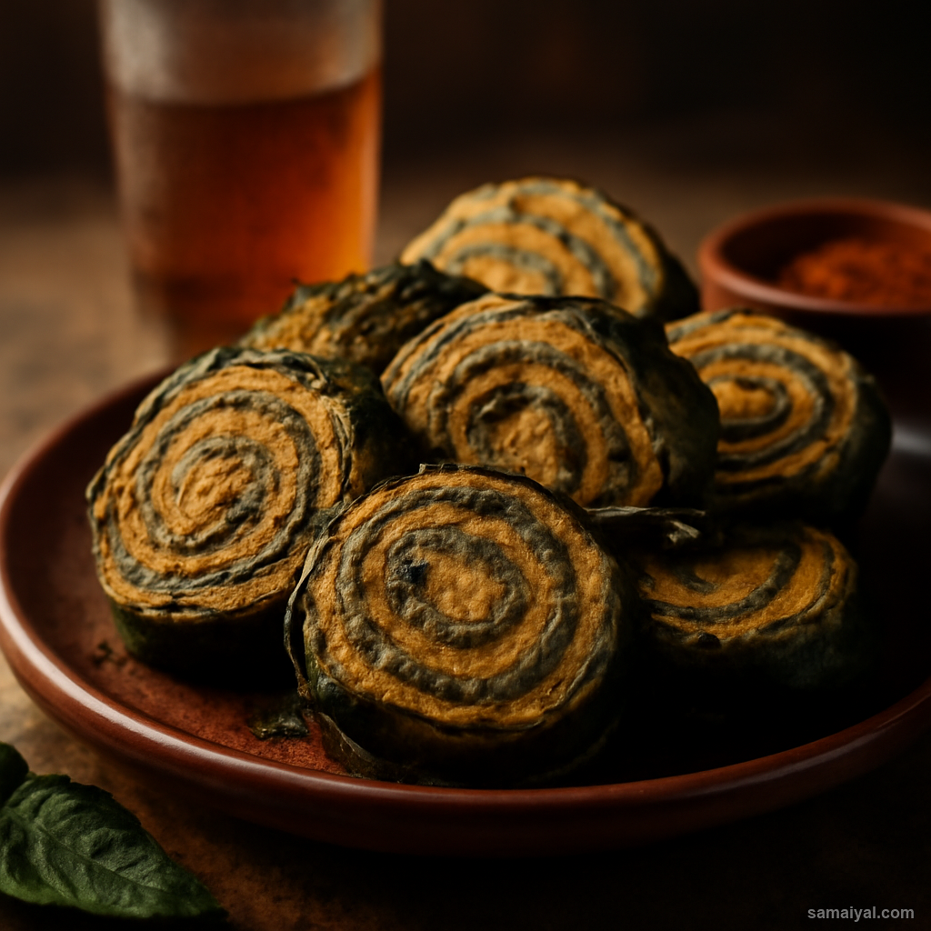 Himachal Patrode Colocasia Leaf Steamed Besan Roll Pahadi