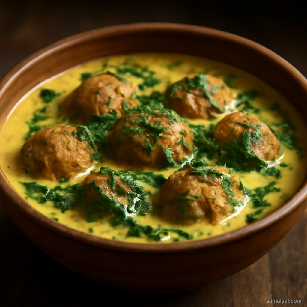 Himachal Sepu Vadi Lentil Dumpling Spinach Yogurt Dham Curry