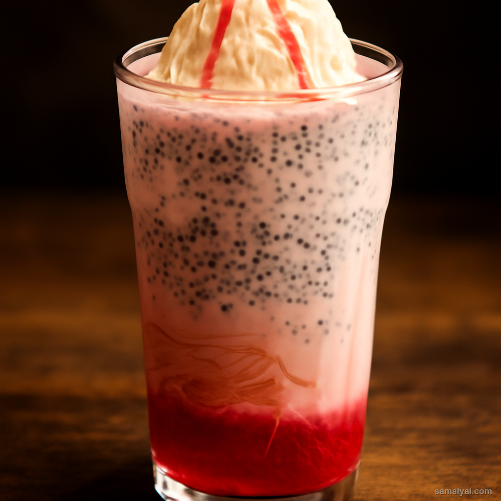 Hyderabadi Falooda Rose Milk Dessert Drink