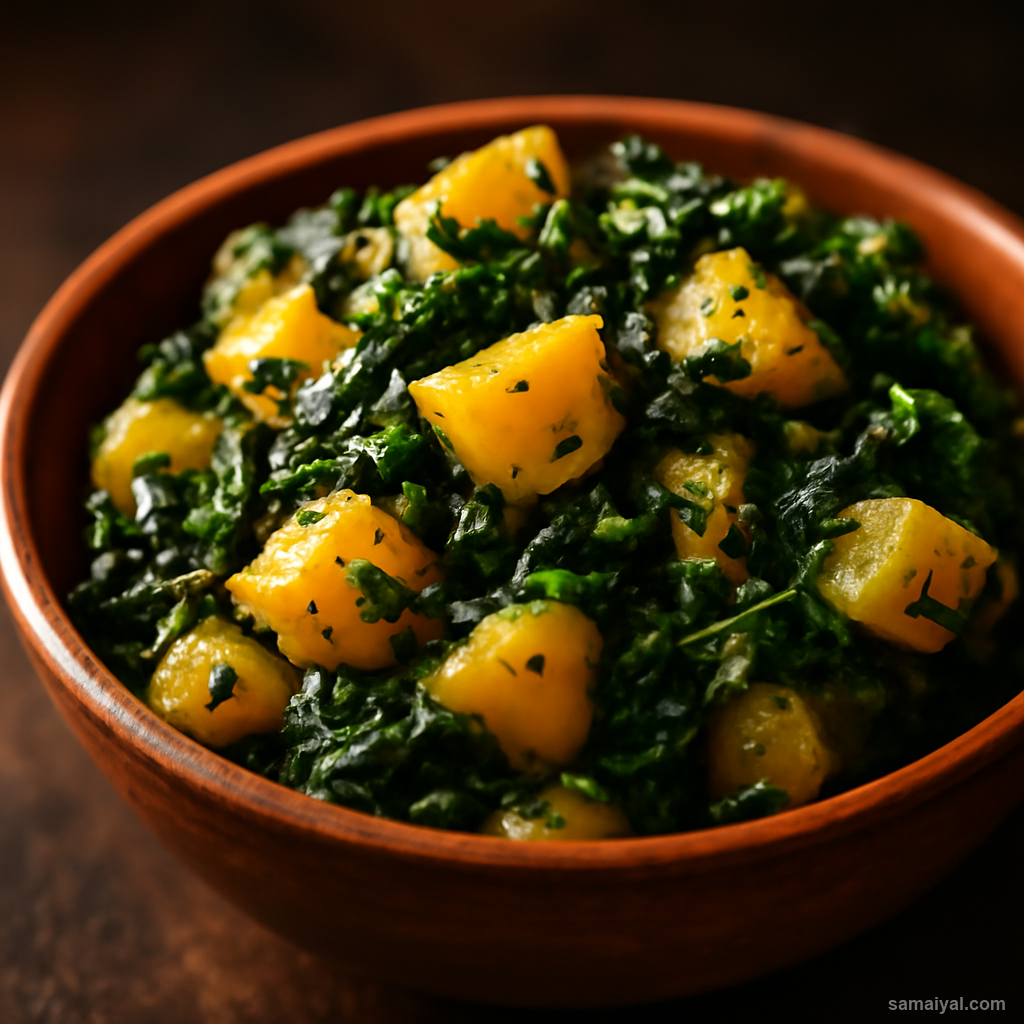 Jharkhand Aloo Palak Potato Spinach Panch Phoran Mustard