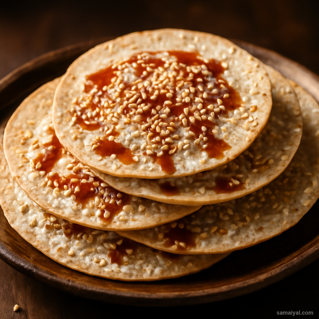 Khejur Gur Pithe Sesame Rice Pancake