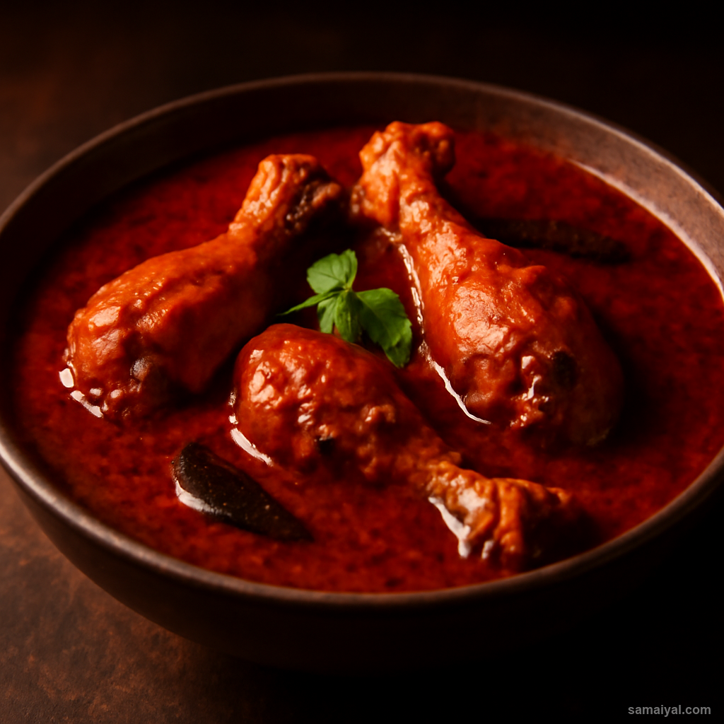 Maharashtra Kolhapuri Chicken Tambda Rassa Fiery Red Curry