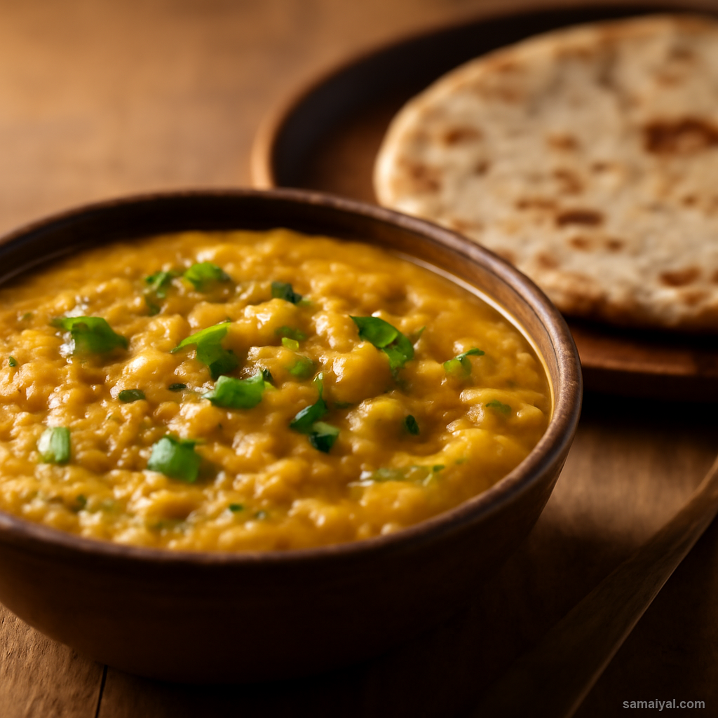 Pitla Bhakri Besan Curry Jowar Flatbread