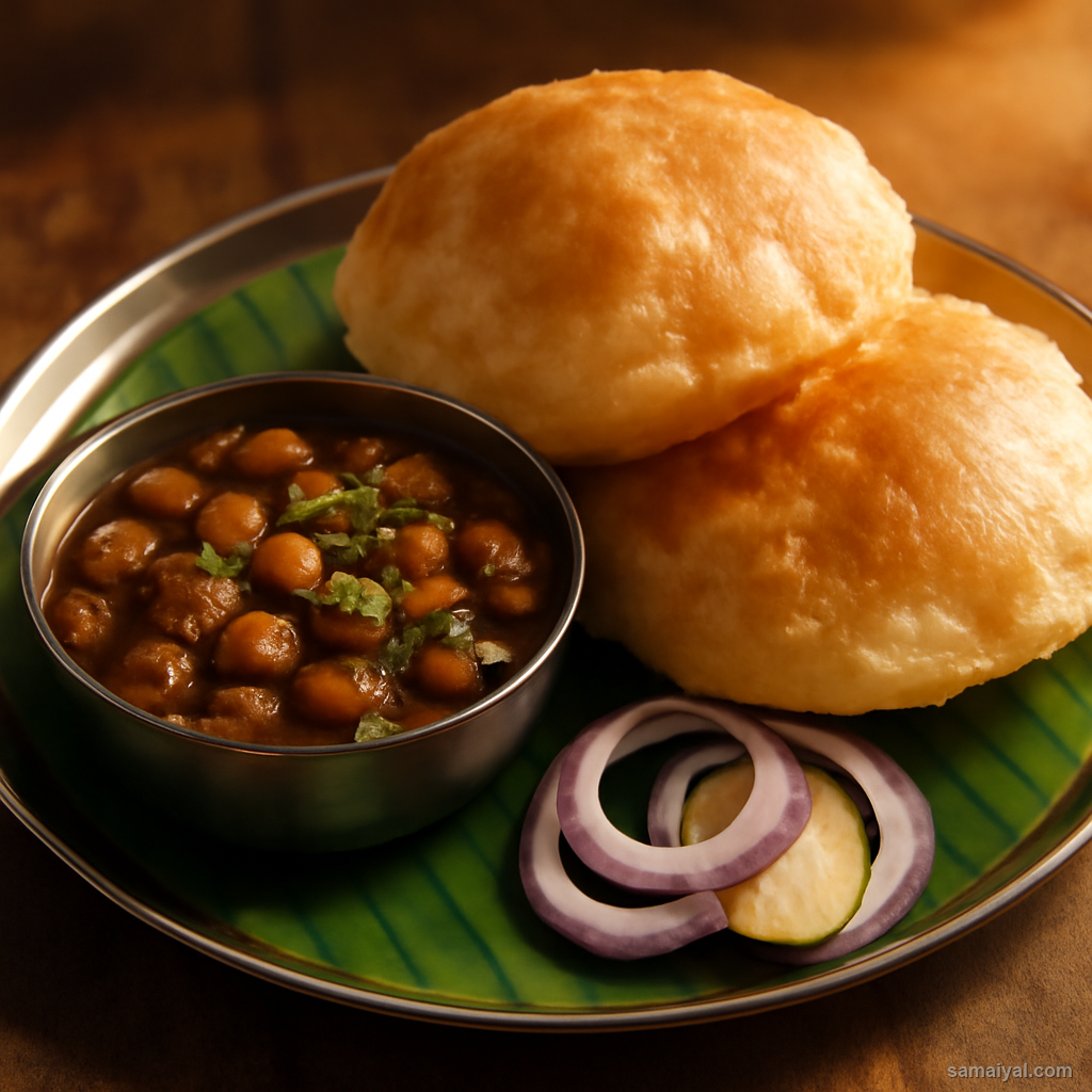 Punjabi Chole Bhature Spiced Chickpea Fried Bread Breakfast
