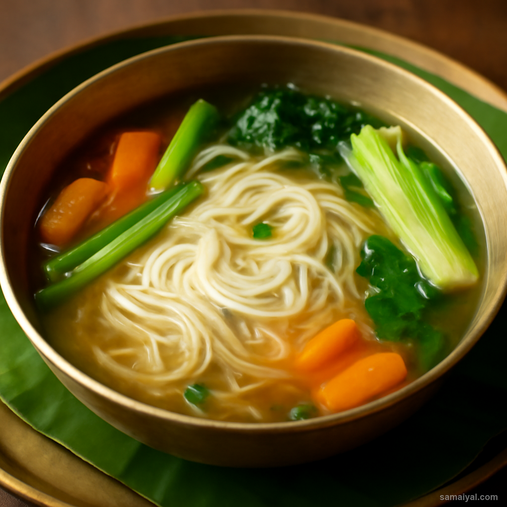 Tripura Hangs Mutur Rice Noodle Clear Ginger Broth Soup